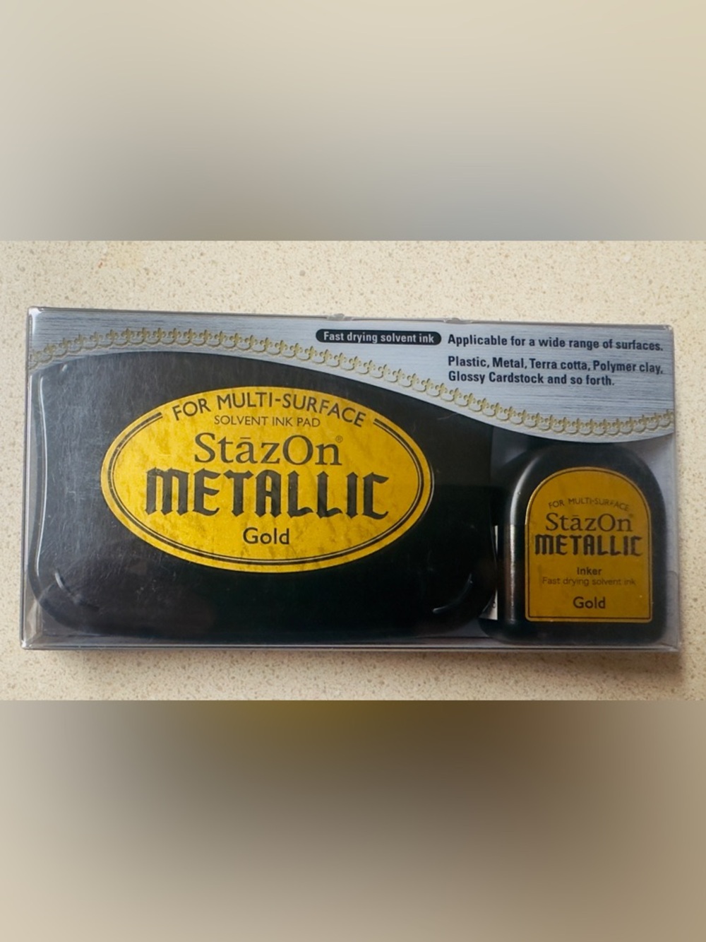 Tsukineko StazOn Metallic Solvent Ink Kit in Gold Leaf